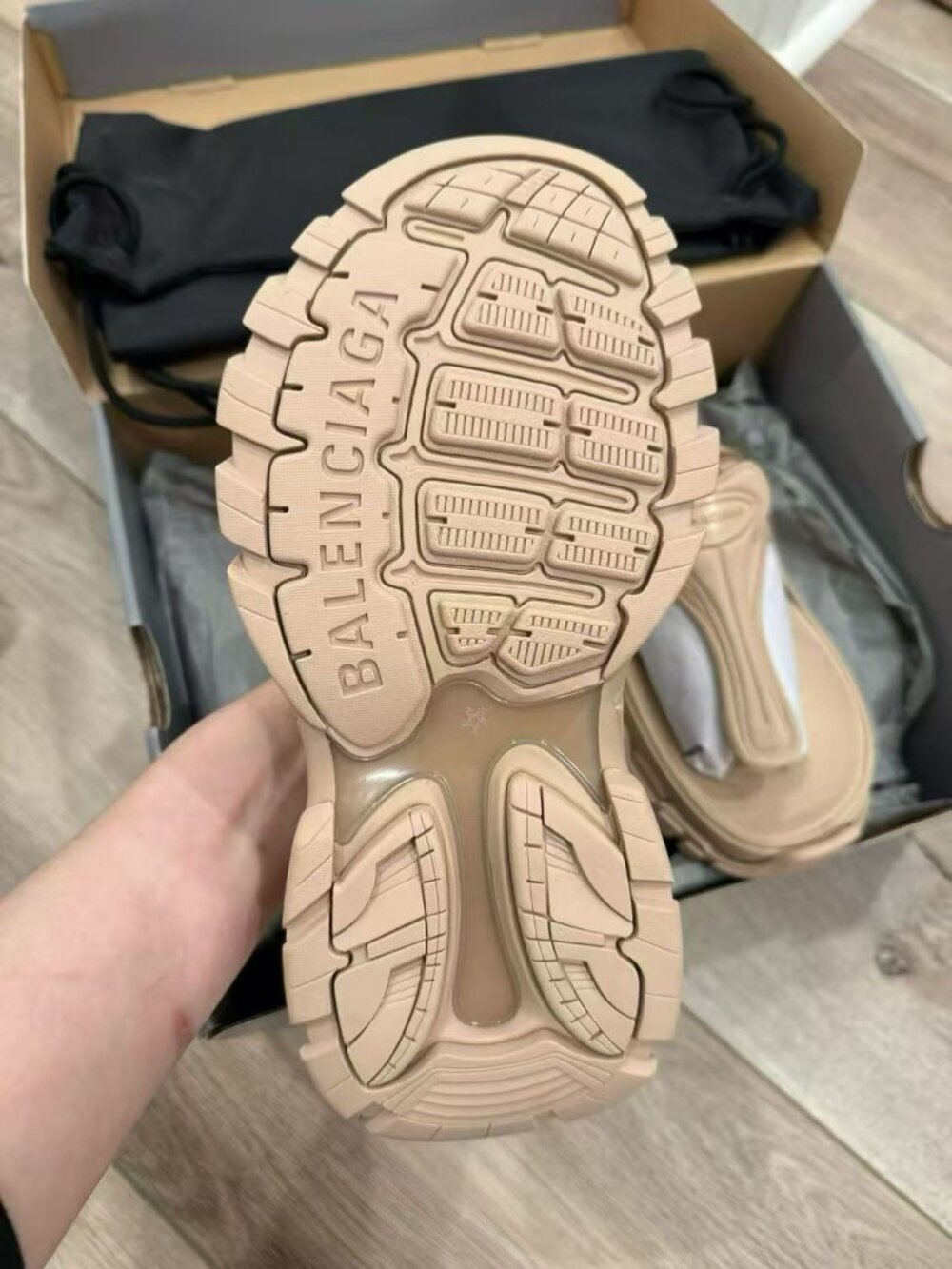 NIB Authentic Balenciaga Track Metallic Nude Thong Sandals - Picture 4 of 6